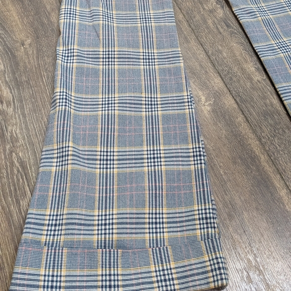 Hollister Blue yellow collegiate plaid wide leg cuffed casual pants EUC size 5 - Picture 6 of 6